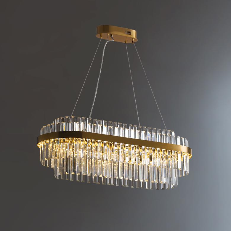 P9297 Đèn chùm pha lê đồng thiết kế cho phòng khách, phòng ăn, phòng ngủ và biệt thự