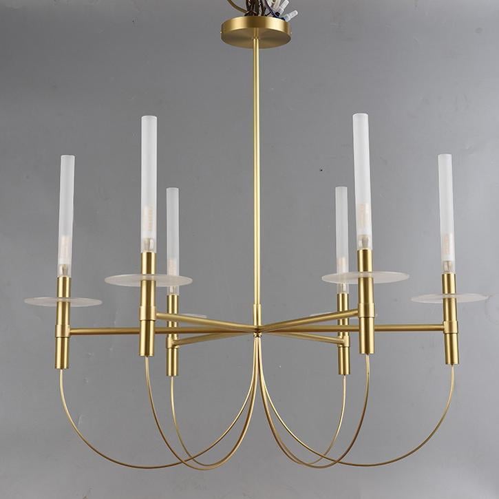 D5791 Modern all copper restaurant living room retro simple Minimalist Vintage Ceiling Light American Retro Copper Chandelier