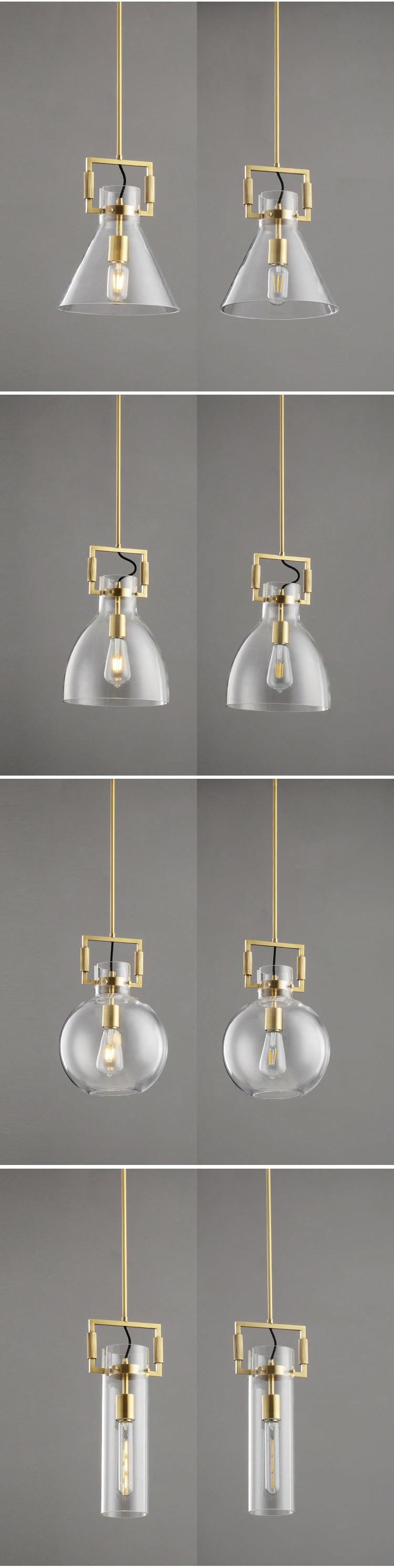 LCSO005 Bán sỉ Đèn Treo Trang Trí Phòng Khách Phòng Ngủ Chất Liệu Kính RH Đồng Thau Led