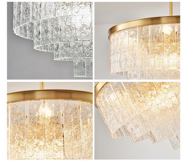 D5635 Hiện đại Vintage Châu Âu đơn giản kính nhiều lớp cổ điển phòng khách phòng ăn đèn chùm led