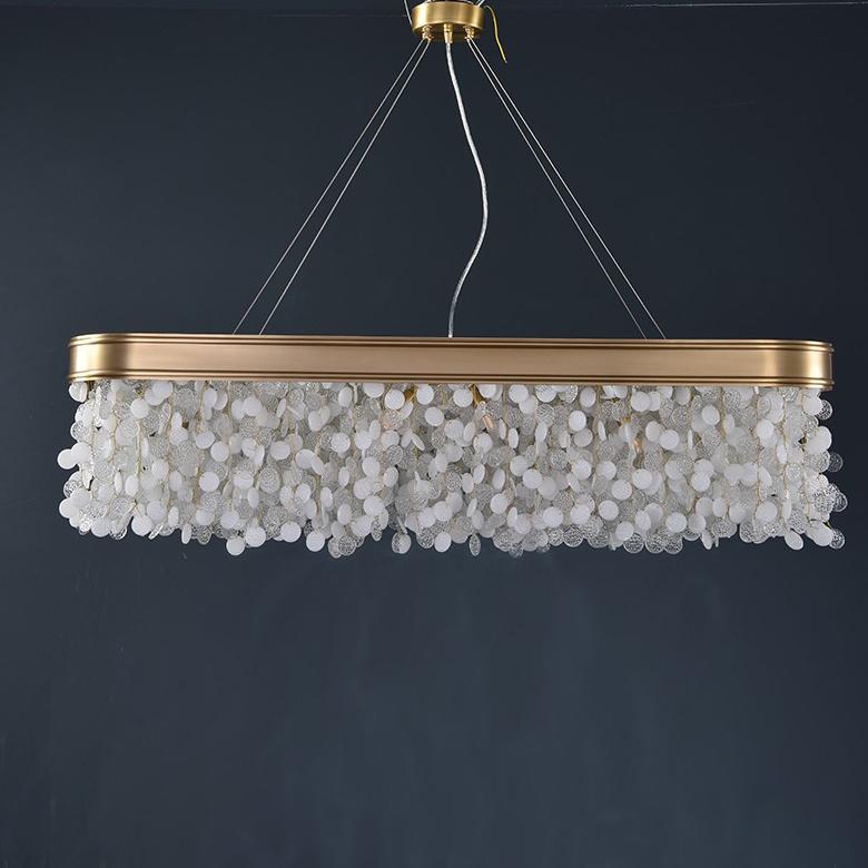 P5531 Modern yaratıcı tam bakır oturma odası yemek odası Yuvarlak bıçak cam led lufer
