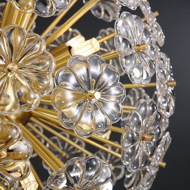 P5510 Modern creative copper art glass flower living room dining room led Chandelier