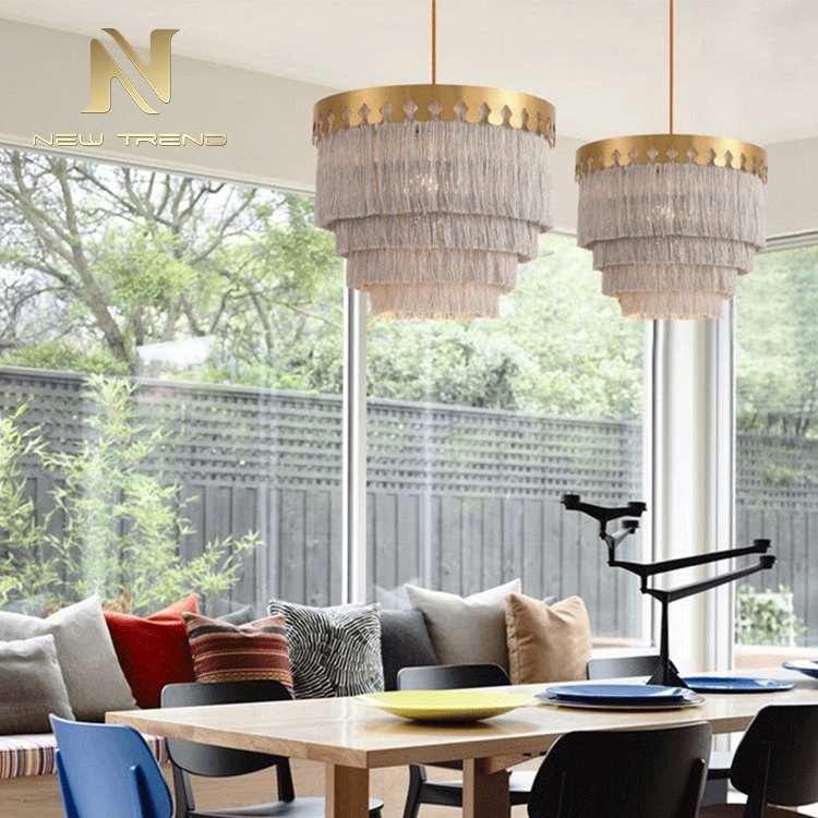 PKD8017 Phong cách hiện đại trang trí nội thất đèn treo trần có tua rua ánh sáng LED cho đám cưới