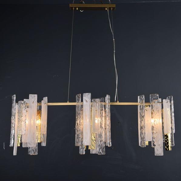 D20581 Light luxury postmodern all copper restaurant living room  Modern Glass Sheet Chandelier