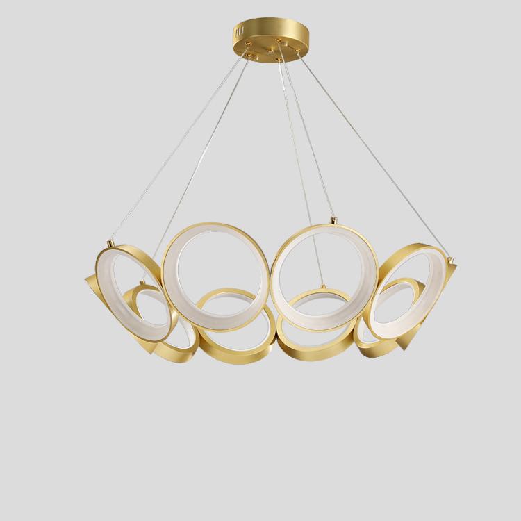 P5361 đèn chiếu sáng hình vành khăn hiện đại màu vàng cho phòng khách, phòng ăn, đèn chùm LED acrylic sáng tạo