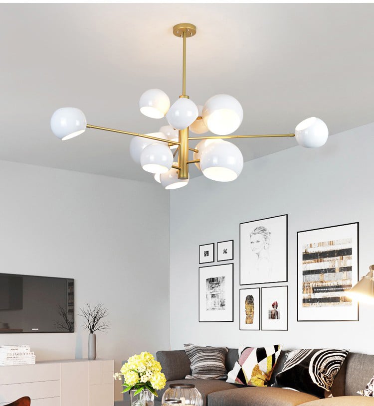 P10 Modern simple villa designer creative living room dining room Chandelier Iron-Art Spray-Painted Pendant Light