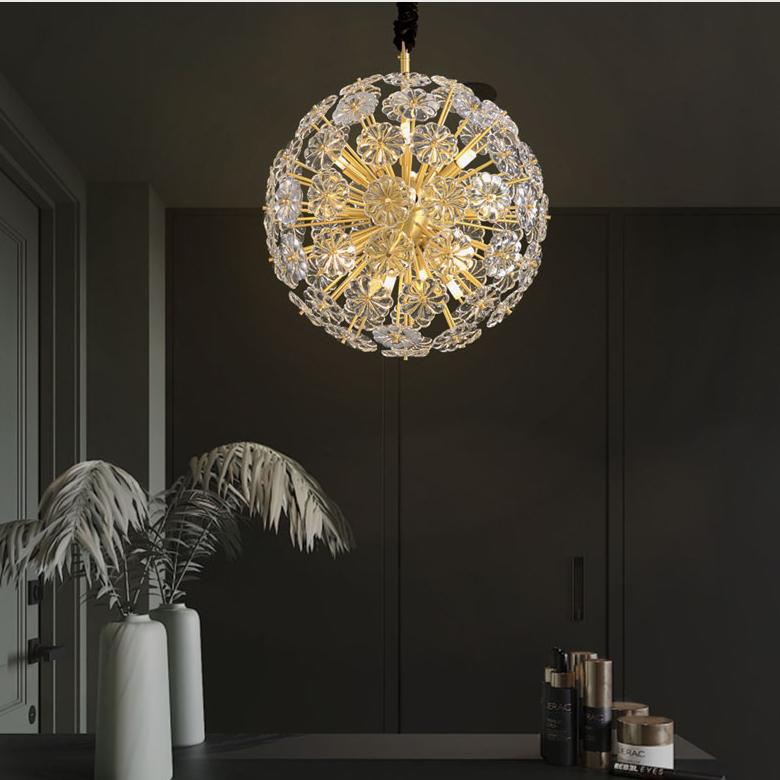 P5510 Modern creative copper art glass flower living room dining room led Chandelier