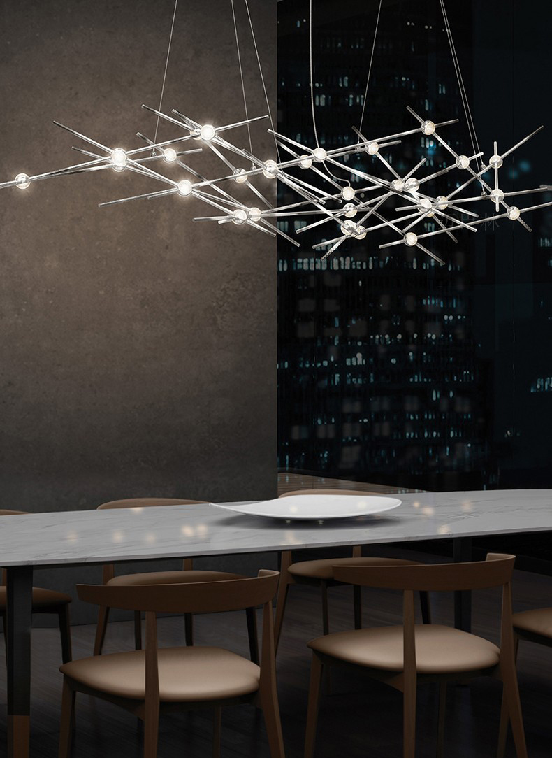 D5390 Công trình theo yêu cầu hiện đại sáng tạo phòng khách phòng ăn sắt nhựa acrylic đèn chùm led