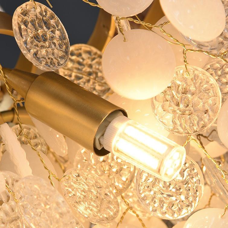 P5531 Modern yaratıcı tam bakır oturma odası yemek odası Yuvarlak bıçak cam led lufer