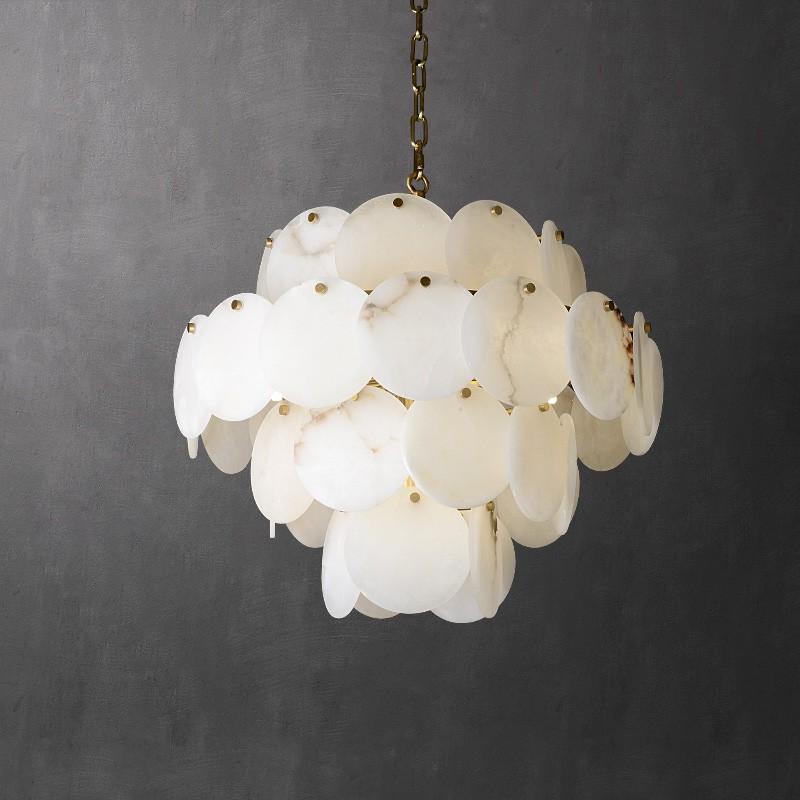 P8837 Đèn chiếu sáng cao cấp hậu hiện đại đơn giản đồng Tây Ban Nha cẩm thạch thạch cao Đèn chùm
