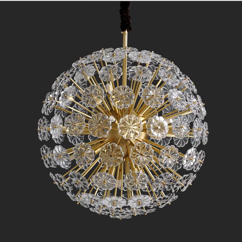 P5510 Modern creative copper art glass flower living room dining room led Chandelier