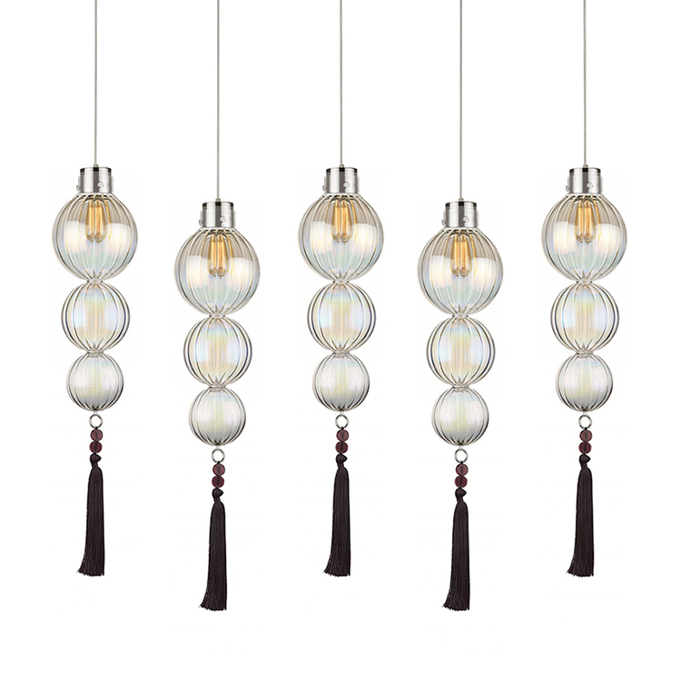 PT6594 Thiết kế cổ điển trang trí nhà ở đèn chùm sắt kính LED