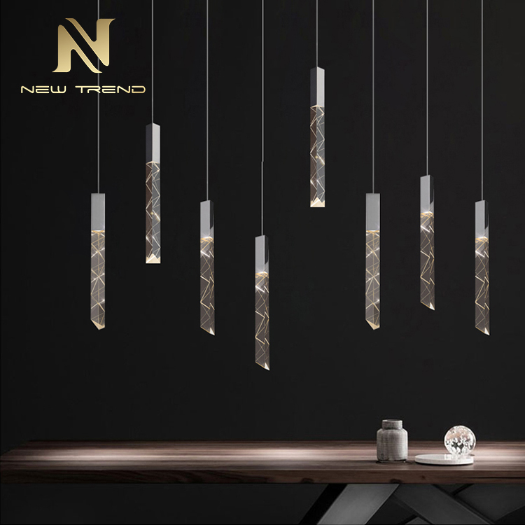 PJ8031 Mẫu mới Phòng trưng bày Biệt thự Trang trí Vàng Crom LED Thương mại Pha lê Đèn treo PJ8031