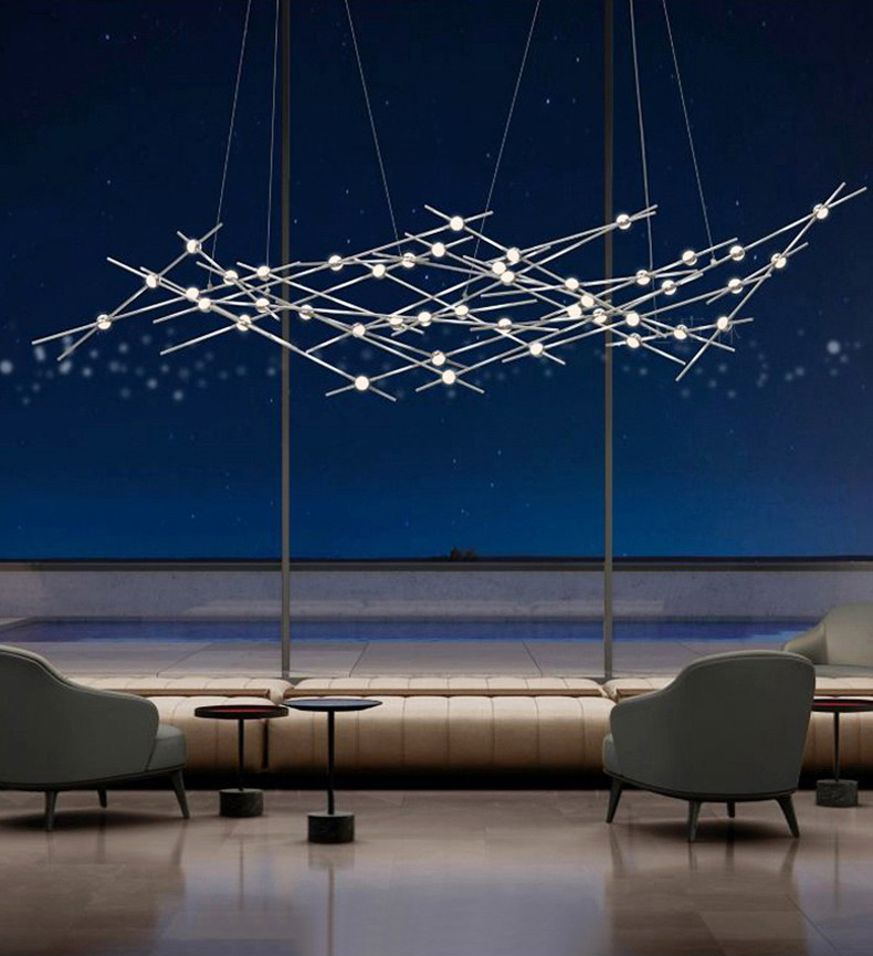 D5390 Công trình theo yêu cầu hiện đại sáng tạo phòng khách phòng ăn sắt nhựa acrylic đèn chùm led