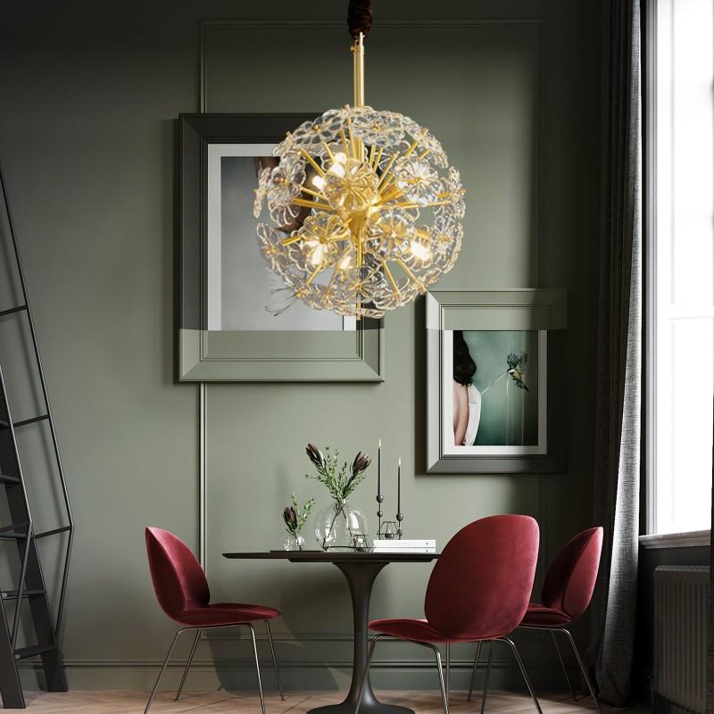 P5510 Modern creative copper art glass flower living room dining room led Chandelier