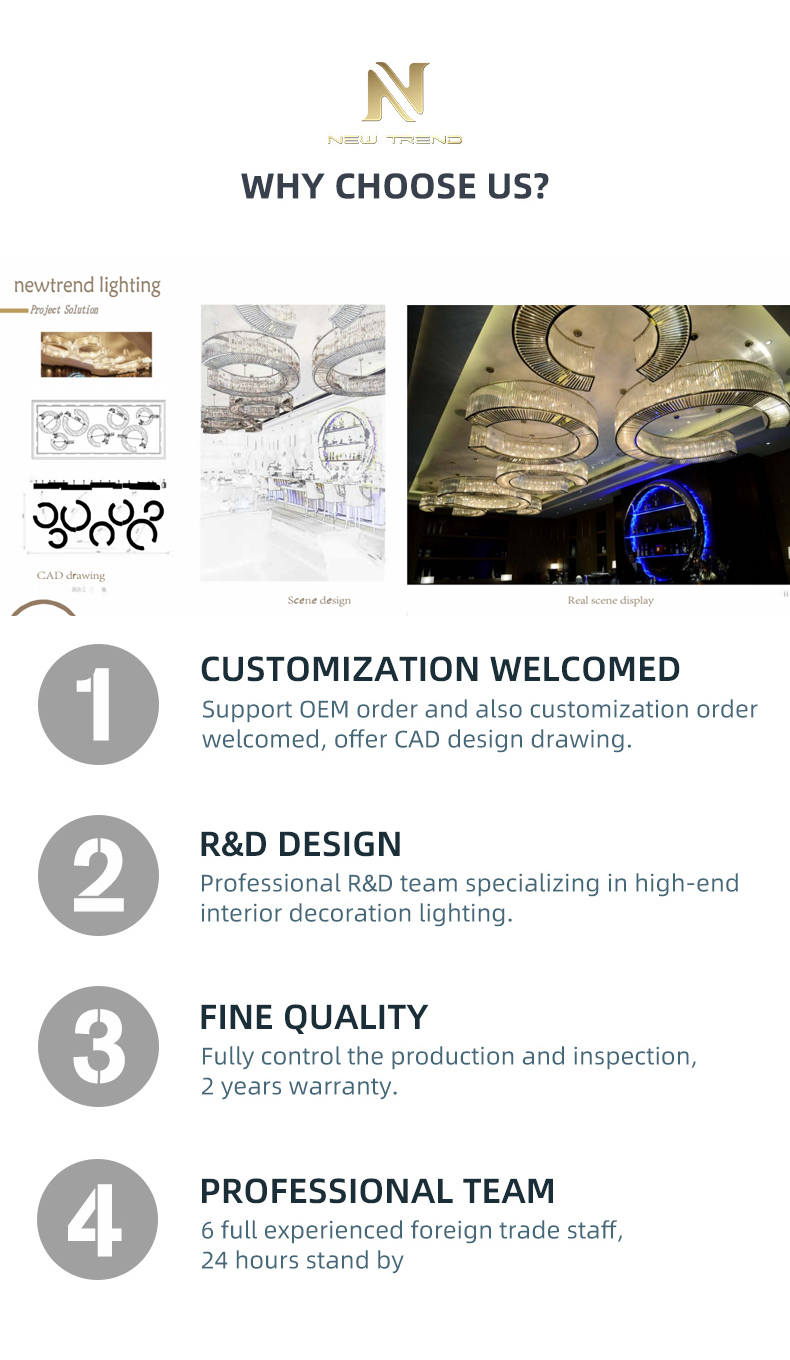 CPL-19 Custom Project Pendant Lighting Villa Hotel Lobby Hall Decoration Large Crystal Led Chandelier manufacture