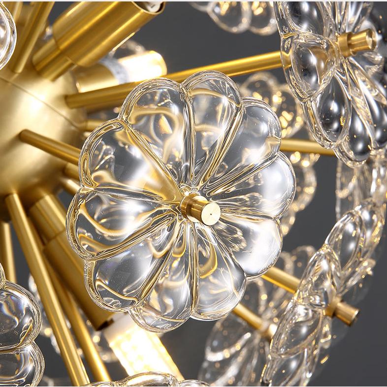 P5510 Modern creative copper art glass flower living room dining room led Chandelier