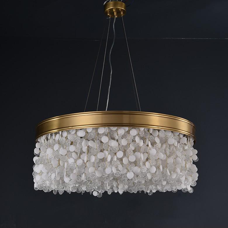 P5531 Modern yaratıcı tam bakır oturma odası yemek odası Yuvarlak bıçak cam led lufer