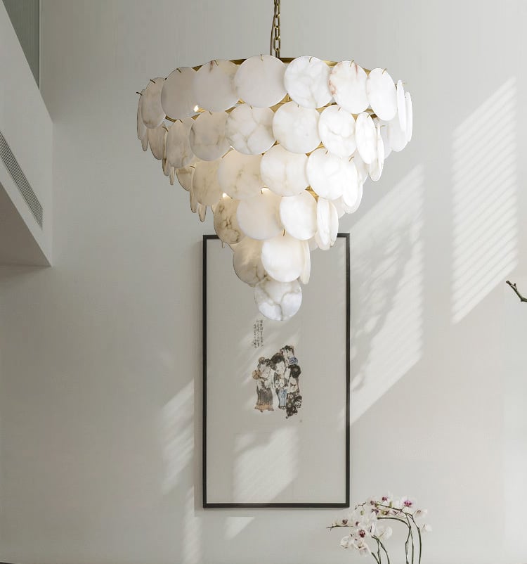 P8837 Lamp luxe postmoderne eenvoudig koper Spaans marmer albast Kroonluchter