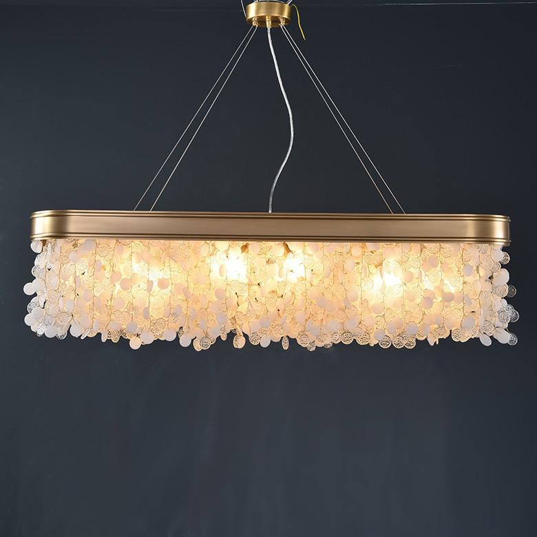 P5531 Modern yaratıcı tam bakır oturma odası yemek odası Yuvarlak bıçak cam led lufer