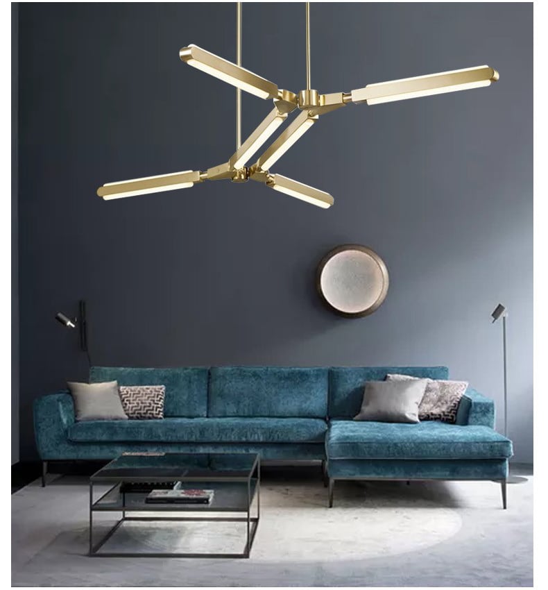 D5564 Phong cách Bắc Âu đơn giản nhôm nhựa acrylic phòng khách phòng ăn đèn chùm led Đèn treo hình học bằng nhựa acrylic