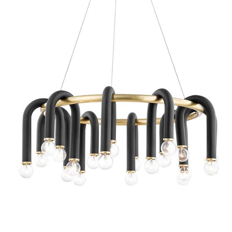 P054 Living room dining room bedroom art modern black iron chandelier E26 socket lighting creative simple U-shaped designer Chandelier 