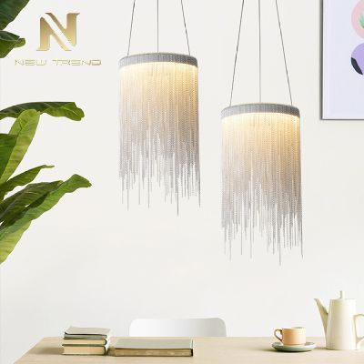 PKD801 Bán trực tiếp từ nhà máy Đèn chùm trang trí hiện đại Nội thất Phòng khách Phòng học Chất liệu nhôm Dây xích Đèn LED treo trần