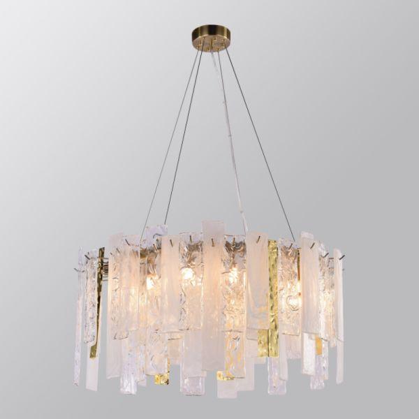 D20581 Light luxury postmodern all copper restaurant living room  Modern Glass Sheet Chandelier