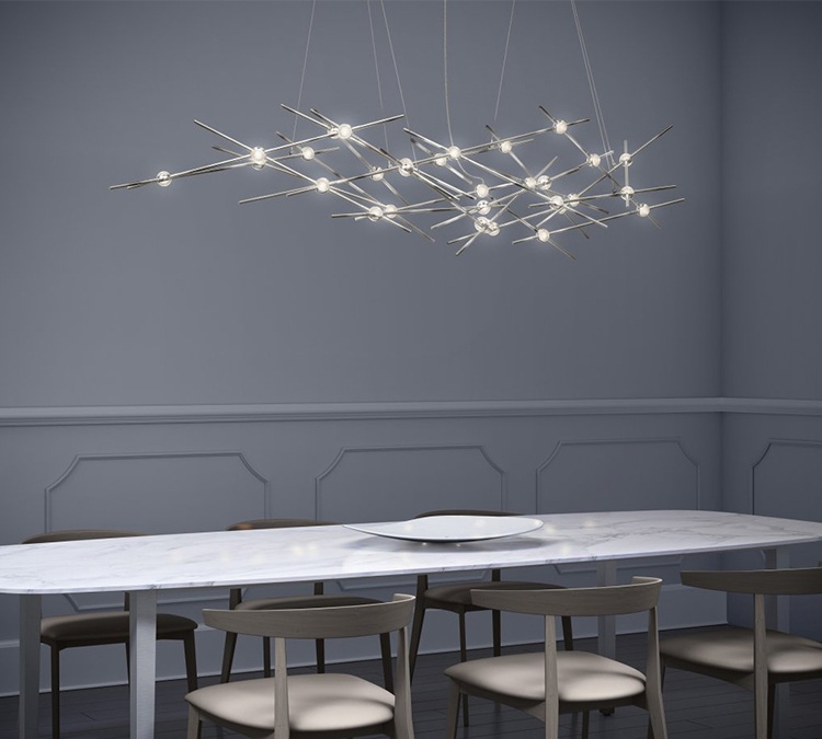 D5390 Công trình theo yêu cầu hiện đại sáng tạo phòng khách phòng ăn sắt nhựa acrylic đèn chùm led