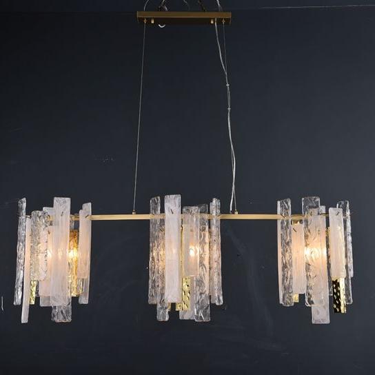 D20581 Light luxury postmodern all copper restaurant living room  Modern Glass Sheet Chandelier