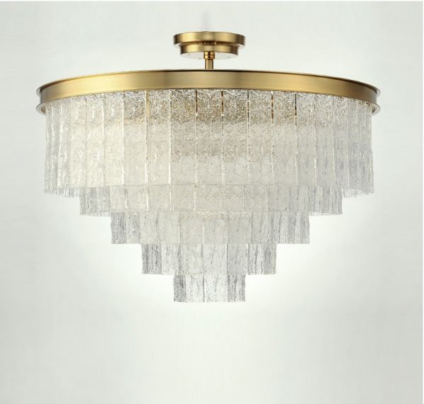 D5635 Hiện đại Vintage Châu Âu đơn giản kính nhiều lớp cổ điển phòng khách phòng ăn đèn chùm led