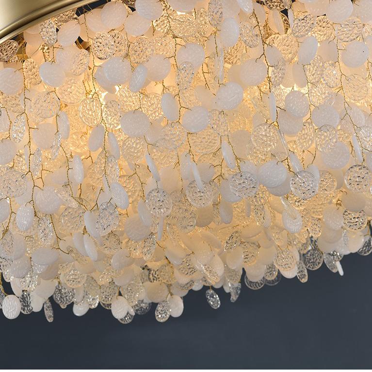 P5531 Modern yaratıcı tam bakır oturma odası yemek odası Yuvarlak bıçak cam led lufer