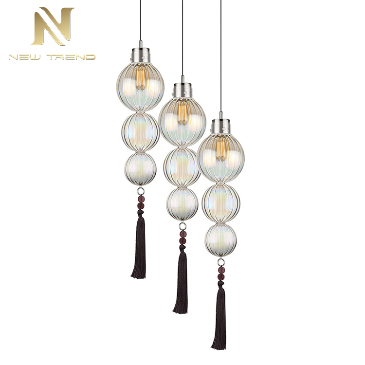 PT6594 Thiết kế cổ điển trang trí nhà ở đèn chùm sắt kính LED