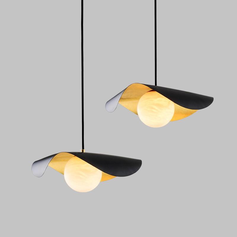 P5246 Hiện đại retro đơn giản đá cẩm thạch sắt nghệ thuật phòng ăn phòng ngủ Đèn chùm bóng kính
