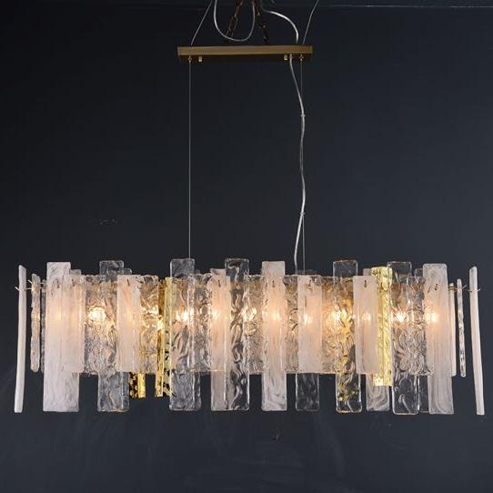 D20581 Light luxury postmodern all copper restaurant living room  Modern Glass Sheet Chandelier