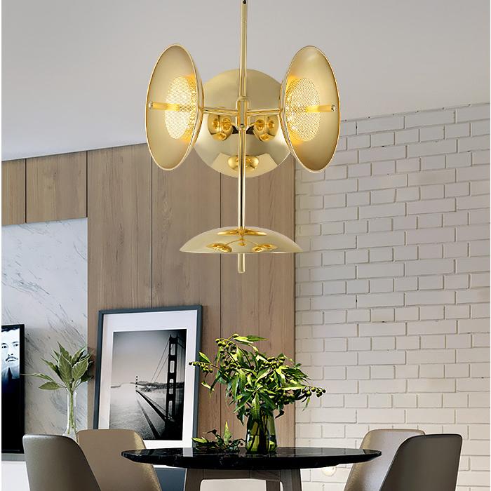 P055 Hiện đại đơn giản biệt thự thiết kế sáng tạo phòng khách phòng ăn đèn chùm màu vàng LED ánh sáng hiện đại