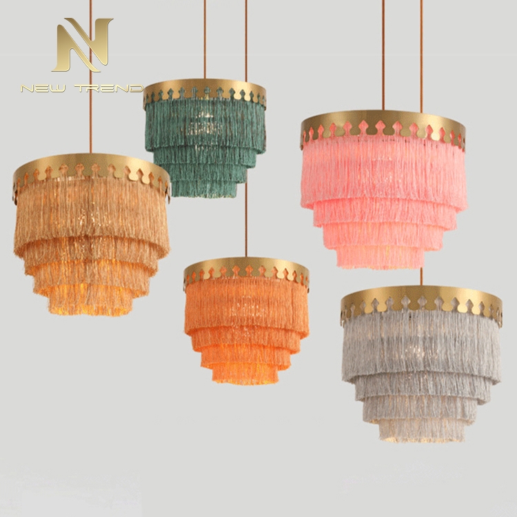 PKD8017 Phong cách hiện đại trang trí nội thất đèn treo trần có tua rua ánh sáng LED cho đám cưới