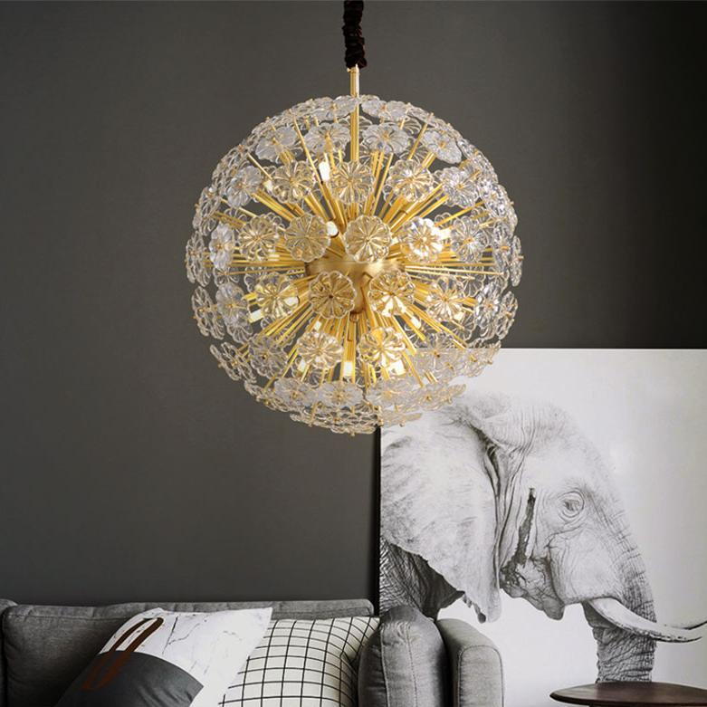 P5510 Hiện đại sáng tạo đồng nghệ thuật thủy tinh hoa phòng khách phòng ăn đèn chùm LED