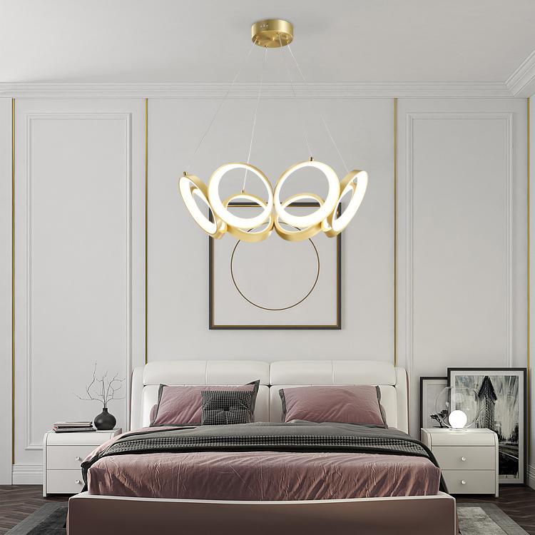 P5361 đèn chiếu sáng hình vành khăn hiện đại màu vàng cho phòng khách, phòng ăn, đèn chùm LED acrylic sáng tạo