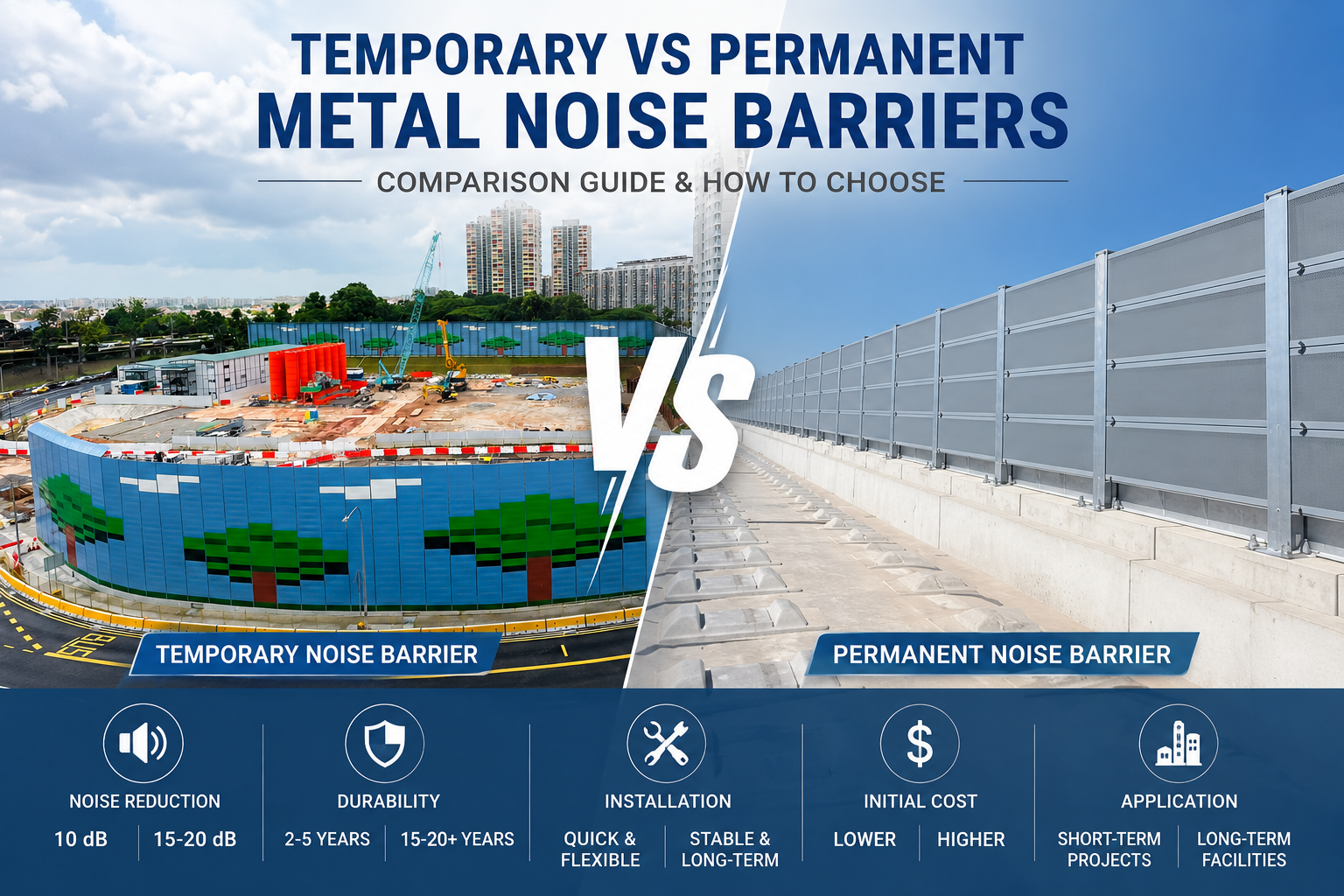 Temporary vs Permanent Metal Noise Barriers: A Comprehensive Comparison