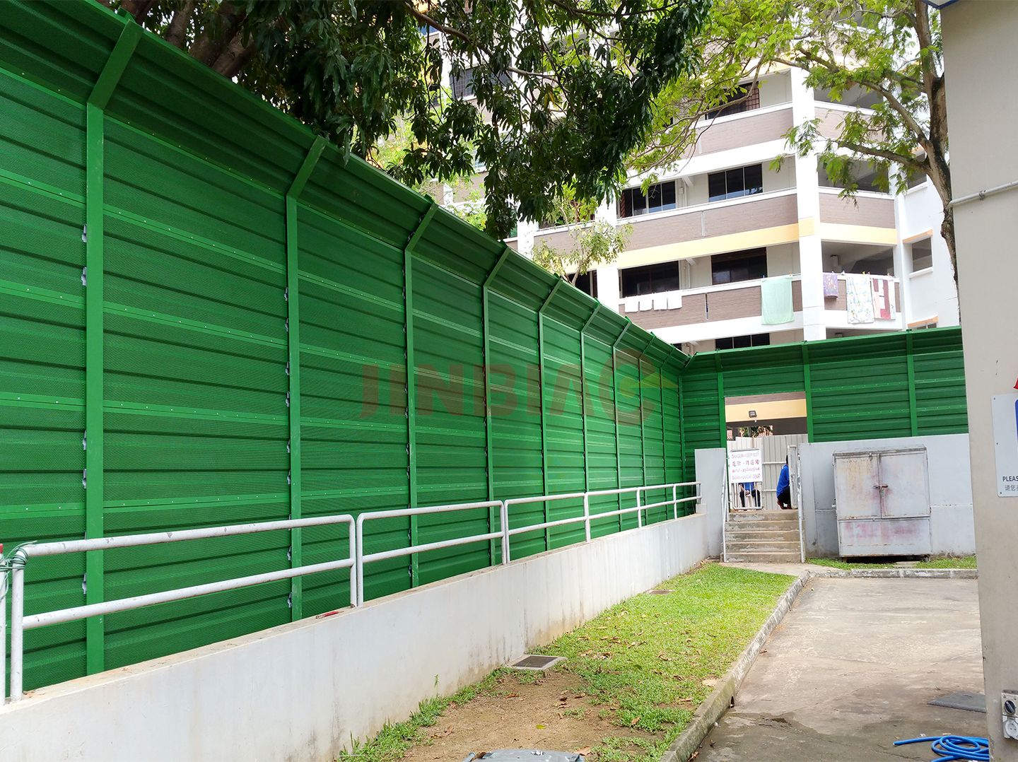 Indonesia Gas Station Noise Barrier Project | 3m Green Perforated Acoustic Barrier
