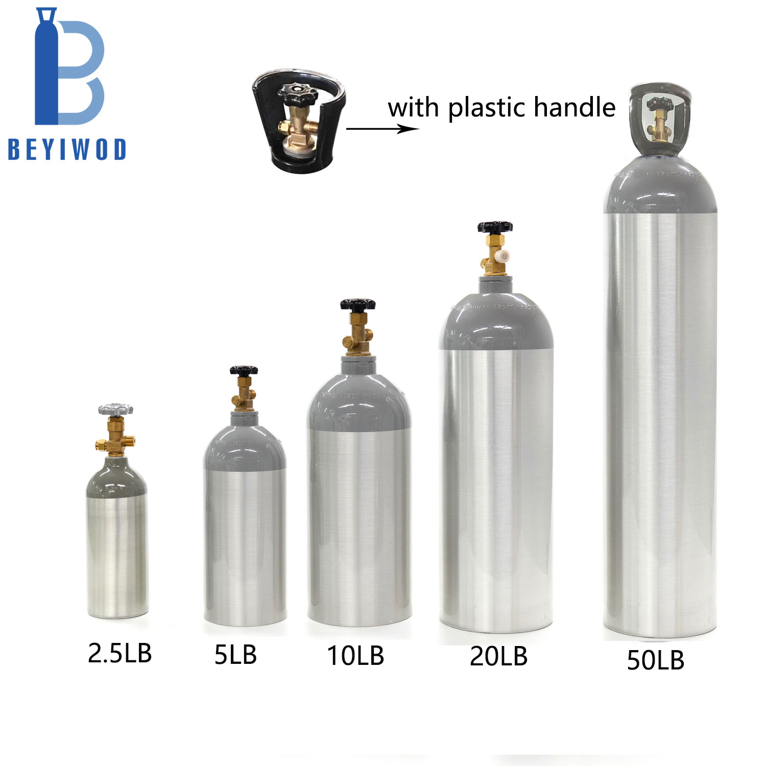 DOT 5 LB 10LB 15 LB 20lb Алюминиеви резервоари за CO2 Газов цилиндър с клапан CGA320