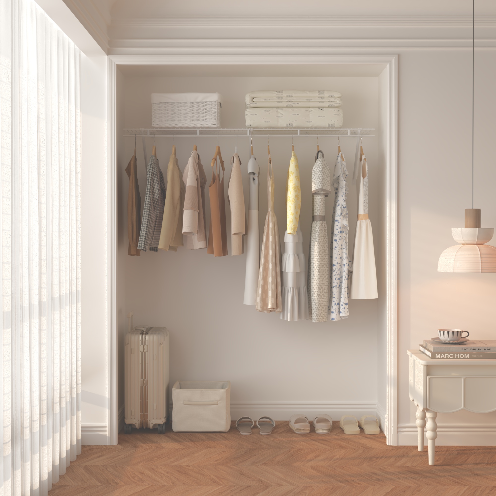 Affordable Walk in Closet Systems Shelf and Rod Metal Wire Shelf Closet Organizer Storage Wardrobe