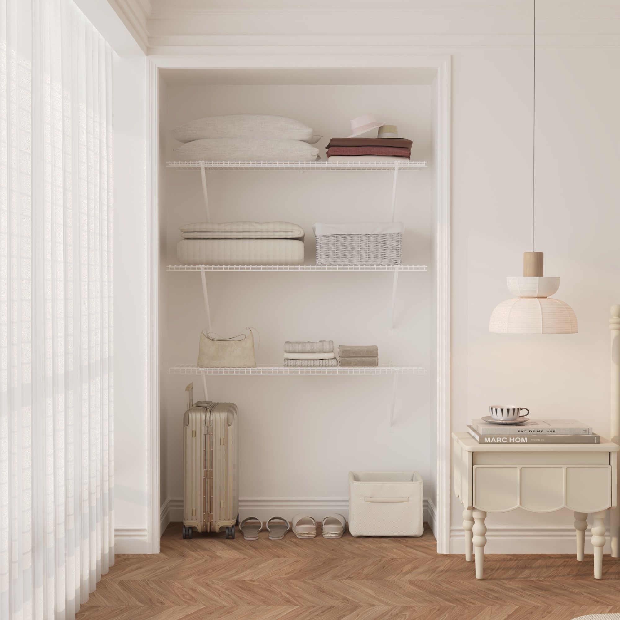 Affordable Walk in Closet Systems Linen Metal Wire Shelf Closet Organizer Storage Wardrobe