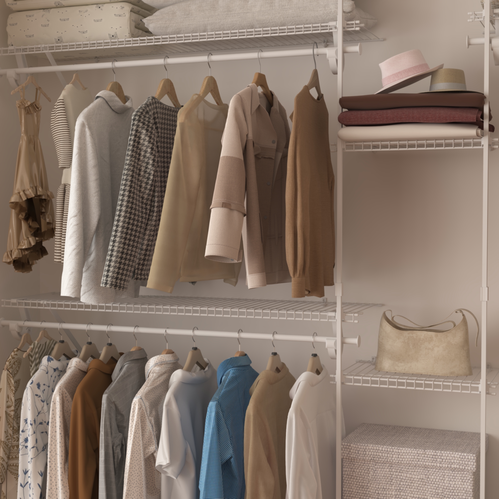 ECOMUL5-8 DIY Walk in Closet Systems Metal Wire Shelf Closet Organizer Storage Wardrobe