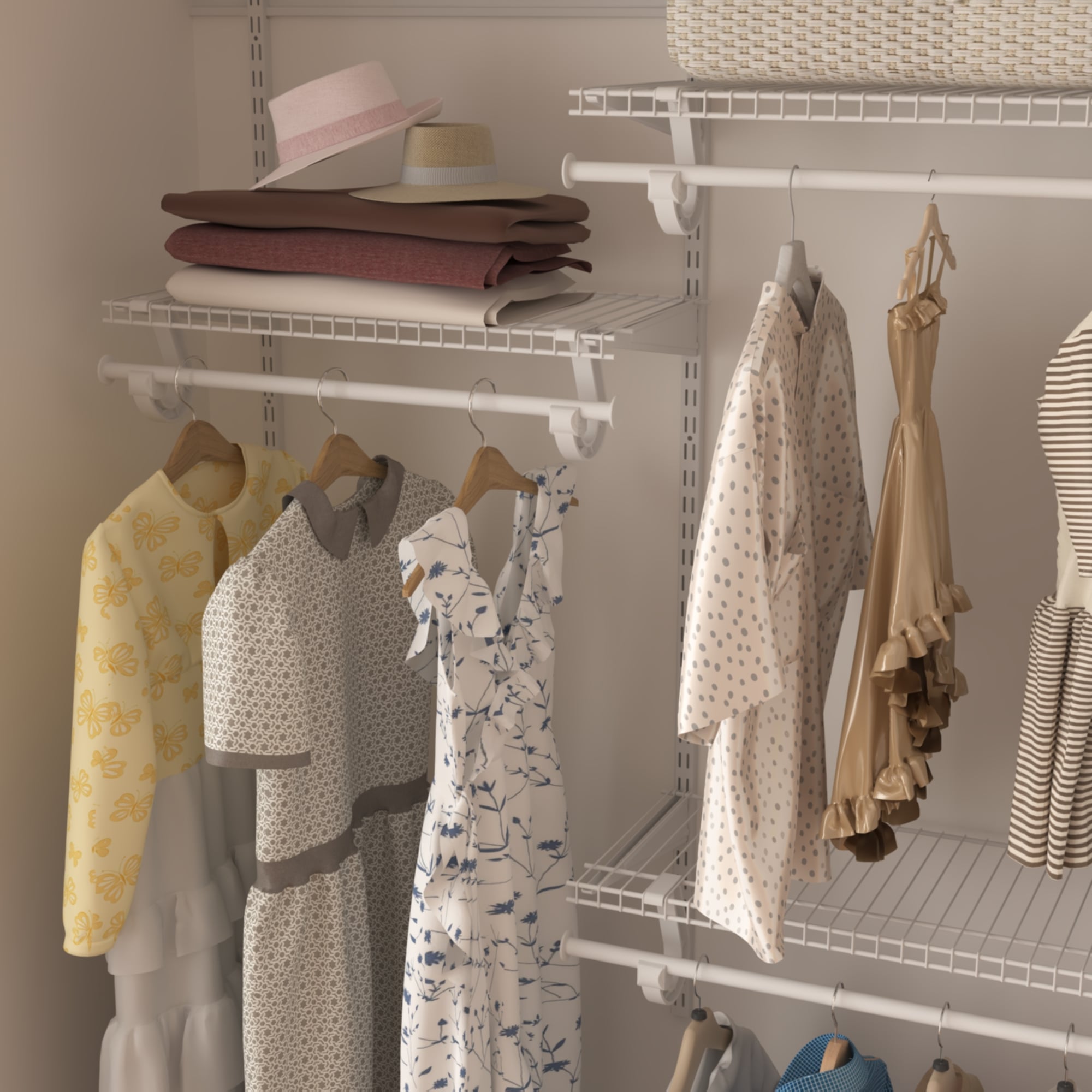 CLOSETART QUT4-6 Affordable Walk in Closet Systems Metal Wire Shelf Closet Organizer Storage Wardrobe