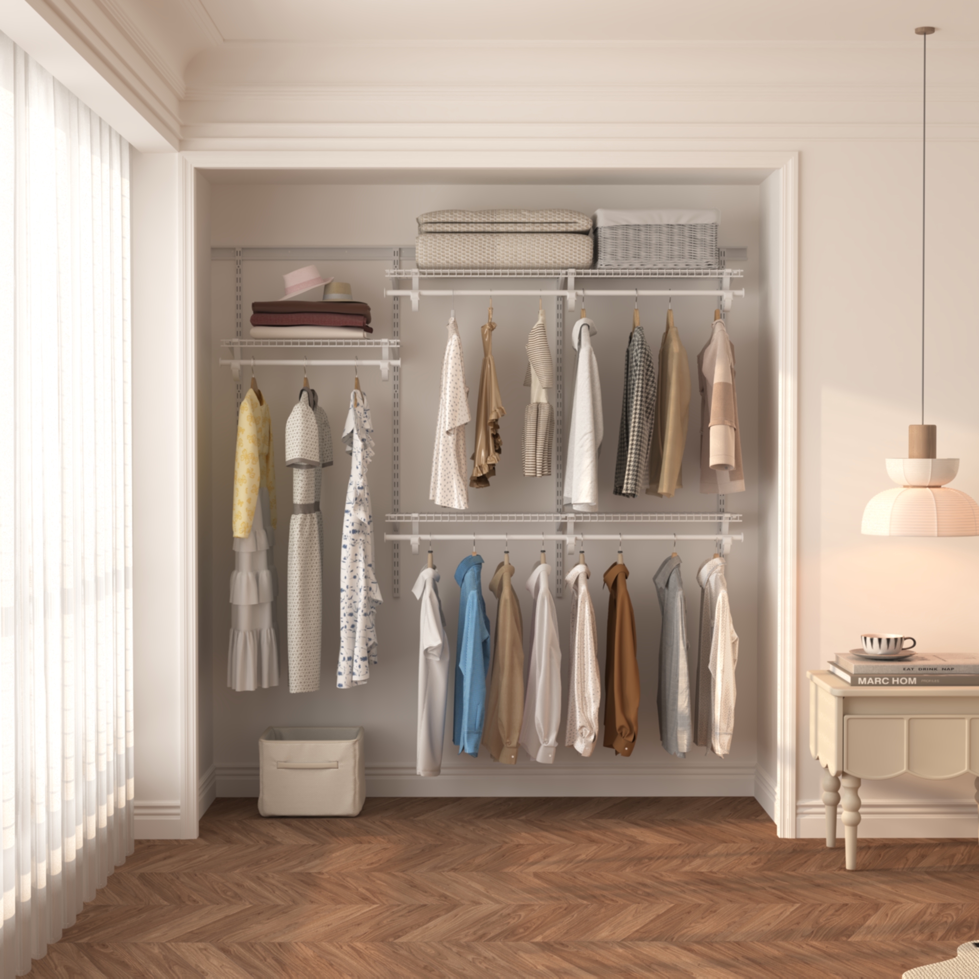 CLOSETART QUT4-6 Affordable Walk in Closet Systems Metal Wire Shelf Closet Organizer Storage Wardrobe
