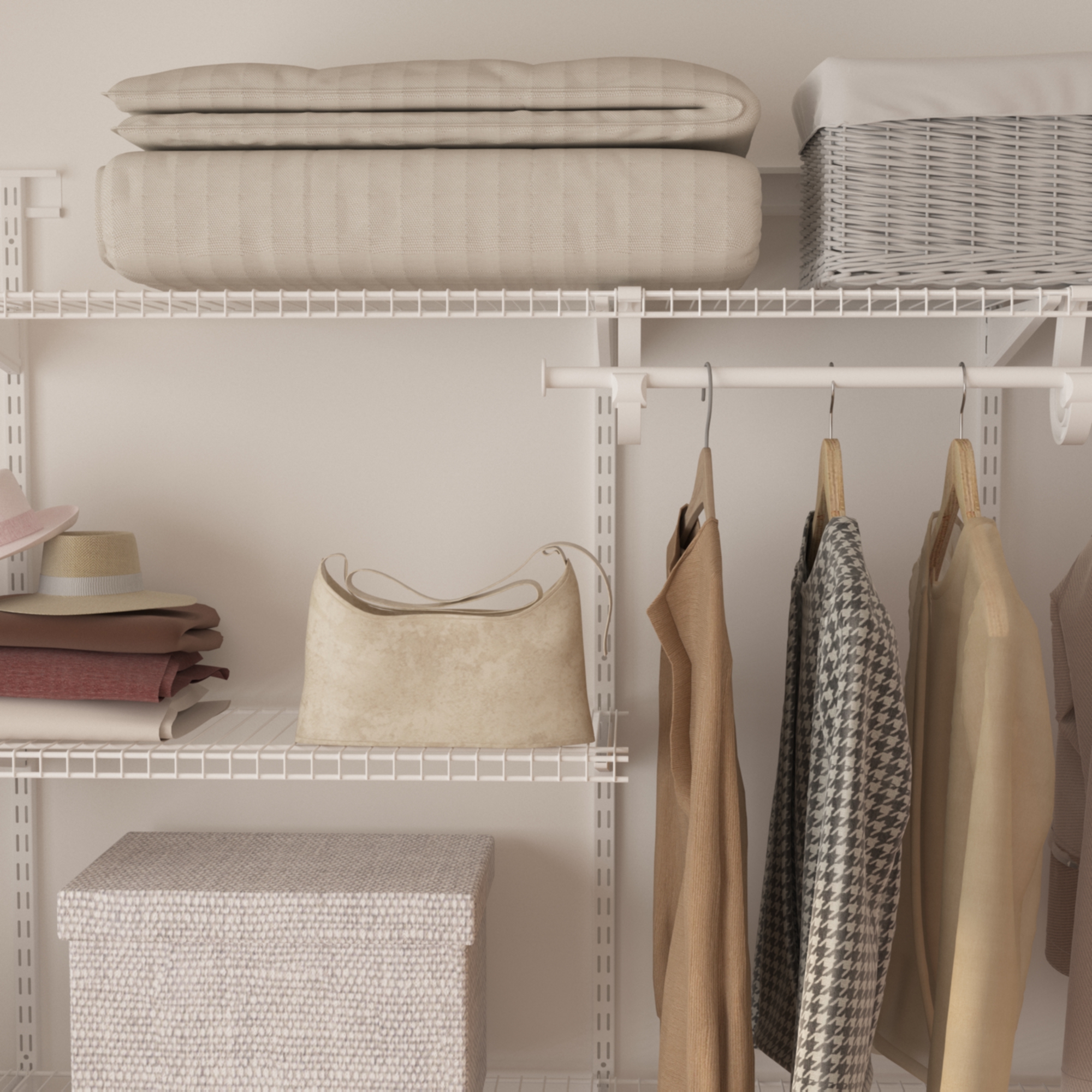 QUT5-8 DIY Walk in Closet Systems Metal Wire Shelf Closet Organizer Storage Wardrobe
