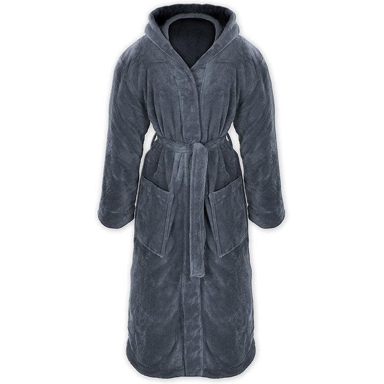 Unisex Hotel Bademantel aus Flanell mit Kapuze