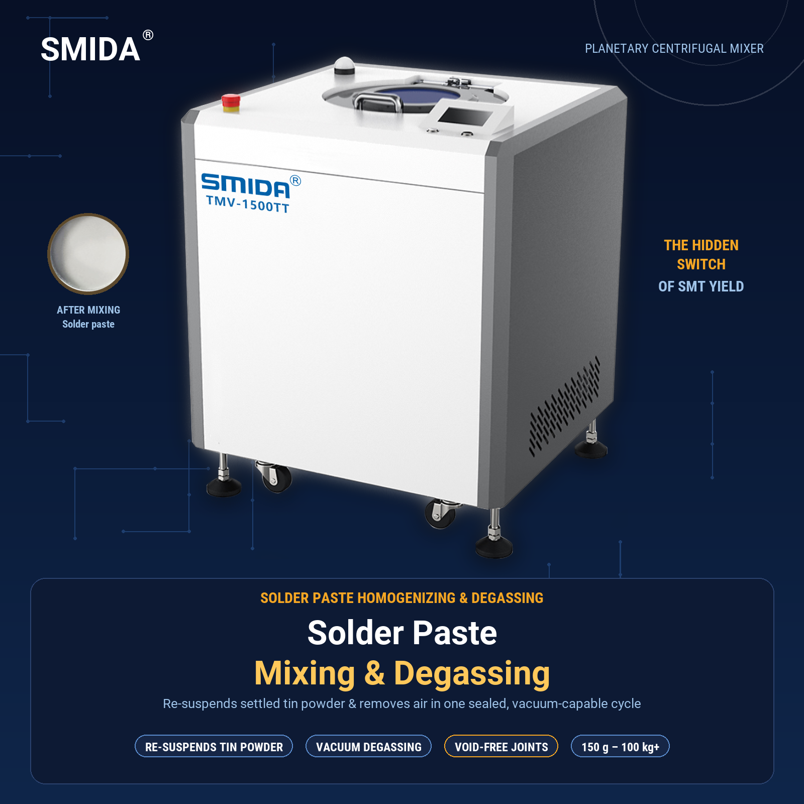 Vacuum Solder Paste Mixer | Void‑Free SMT PCB Assembly